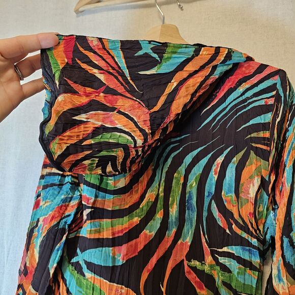 Alberto Makali Jacket Women L Reversible Black Crushed Velvet Colorful Hood - Picture 9 of 10